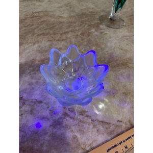 BLENKO 2 Clear BLUE Glass Lotus Flower BOWLS One Size